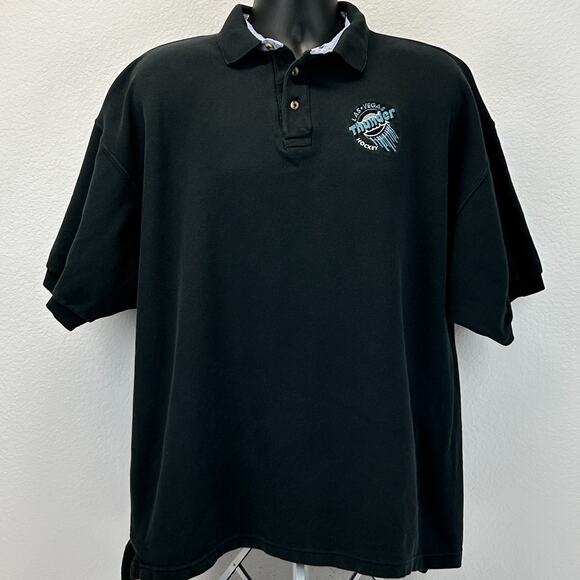 Vintage 90s Las Vegas Thunder Polo Shirt Ice Hockey Short Sleeve Black XXL 2XL - Picture 2 of 5